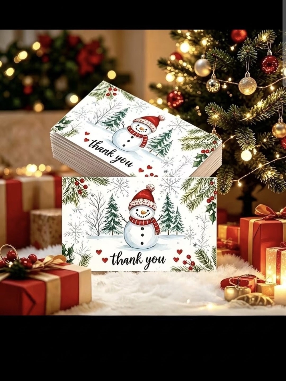 Holiday Snowman Thank You Cards Qty 50